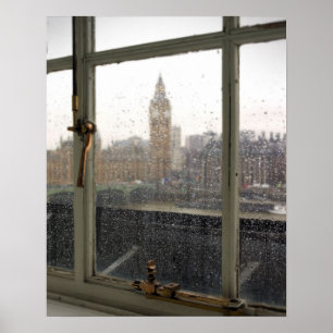 Rainy Day Uitzicht over Big Ben - London Poster