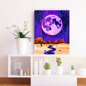 Rainy Desert Paarse muurkunst Canvas Afdruk