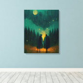 Rainy Night Couple dans la toile de la forêt Impri (Insitu (Plancher de Bois))