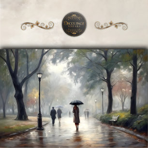 Rainy Park Stroll Decoupage Tissuepapier