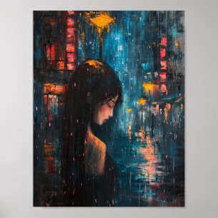 Rainy Rhapsody: Een serenade in de stad Poster