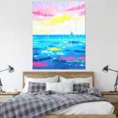 Rainy Seascape Wall Art – Minimale oceaanprint Canvas Afdruk (Insitu (Slaapkamer))