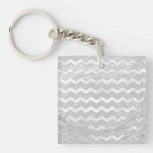 Rainy Sky Gray Chevron Pattern Sleutelhanger