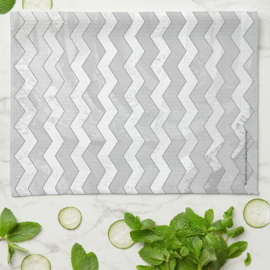 Rainy Sky Gray Chevron Pattern Theedoek (Gevouwen)