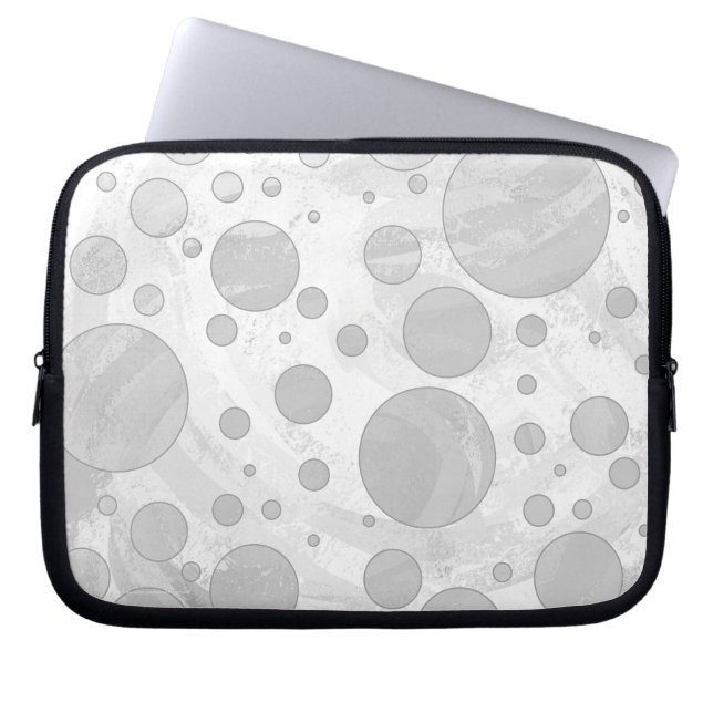 Rainy Sky Gray Polka Dots Laptop Sleeve (Voorkant)