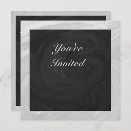 Rainy Sky Grey en Black Monogram Kaart (Voorkant / Achterkant)