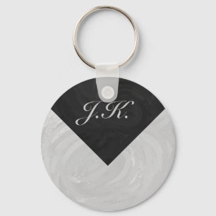 Rainy Sky Grey en Black Monogram Sleutelhanger
