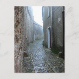 Rainy Street in Erice Sicily Briefkaart