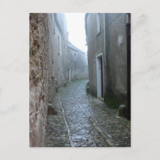 Rainy Street in Erice Sicily Briefkaart