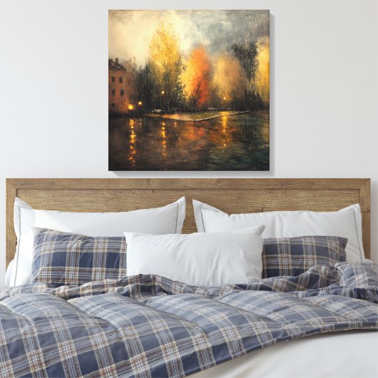 Rainy town abstract Ai art Canvas Afdruk (Insitu (Slaapkamer))