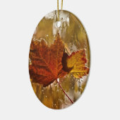 Rainy Window Maple Leaves Keramisch Ornament (Links)