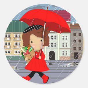 RainyDayGirl_kat Ronde Sticker