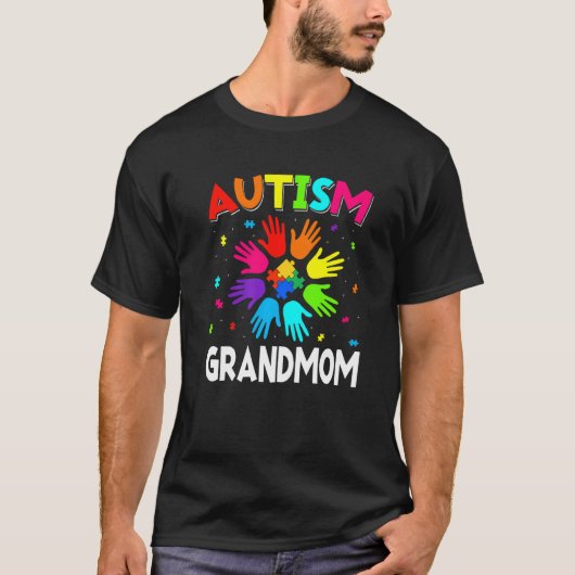 Raise Hand Autism Awareness Grandma Family Suppor T-shirt (Voorkant)