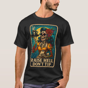 Raise Hell Skeleton serveerster Retro T-shirt