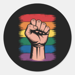 Raised First Pride Rainbow LGBTQ-ondersteuningsrec Ronde Sticker