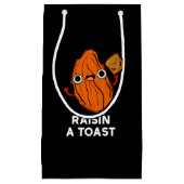 Raisin a Toast Funny Food Pun Dark BG Klein Cadeauzakje (Voorkant)