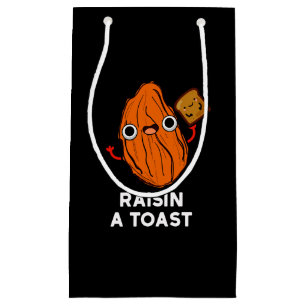 Raisin a Toast Funny Food Pun Dark BG Klein Cadeauzakje