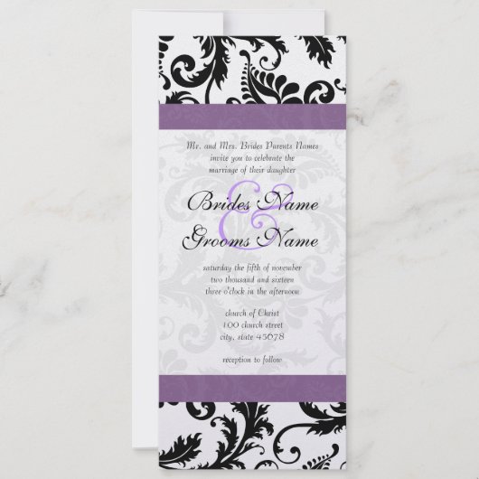 Raisin de raisin noir Damask Faire-part de mariage (Devant)
