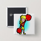 Raising Pom Poms Vierkante Button 5,1 Cm (Voorkant /achterkant)