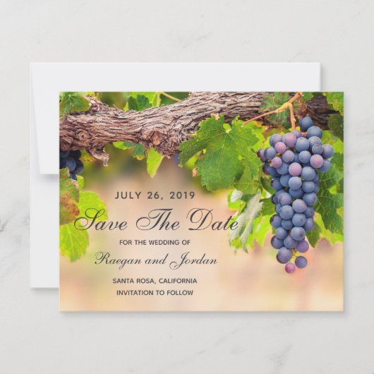 Raisins sur vignes Enregistrer la carte Date (Devant)