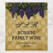 Raisins vintages, Étiquette de bouteilles de vin s (Étiquettes simples)