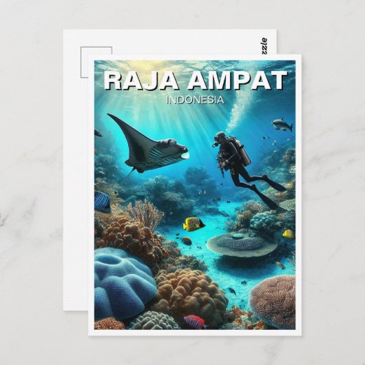 Raja Ampat Indonesia Scuba Diver Briefkaart (Voorkant / Achterkant)