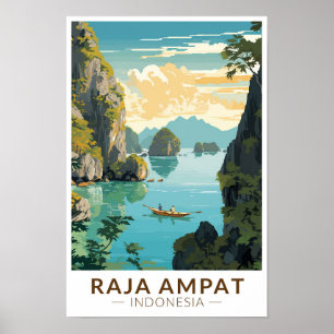 Raja Ampat Indonesië Boot Reis Kunst Vintage Poster