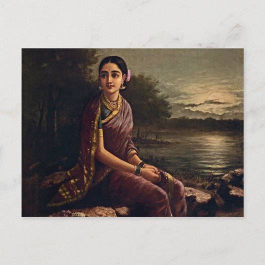 Raja ravi varma - Radha in het moonlight Briefkaart (Voorkant)