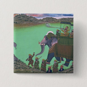 Raja Sarup Singh van Udaipur, op jacht op everzwij Vierkante Button 5,1 Cm