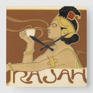 Rajah  Coffee Advertisement Vierkante Klok