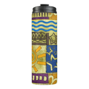 Rajasthan Indian, Patchwork tapijt textuur. Thermosbeker