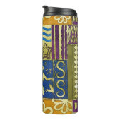 Rajasthan Indian, Patchwork tapijt textuur. Thermosbeker (Geroteerd rechts)