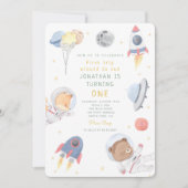 Raket Astronaut Outer Space Baby Verjaardag Kaart (Voorkant)