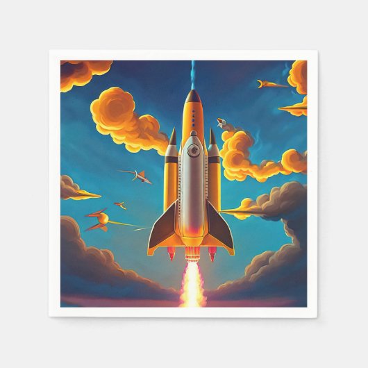 Raket bij zonsondergang servet (Voorkant)