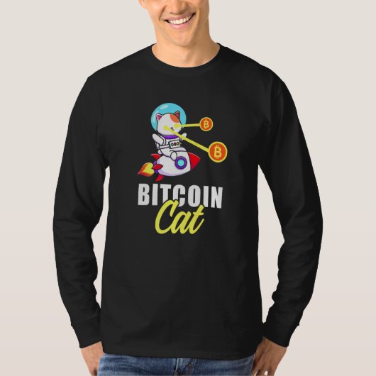 Raket Bitcoin Cat Laser Ogen Munten Cryptogeld T-shirt (Voorkant)