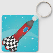 Raket in ruimte-Sleutelhanger Sleutelhanger (Achterkant)