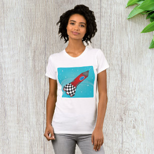 Raket in ruimtevrouwen T-shirt