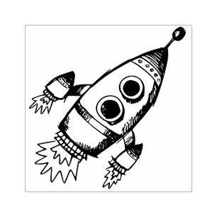 Raket naar ruimte rubberstempel