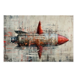 Raket op grunge achtergrond in  stijl. perfect poster