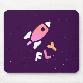 Raket - Paarse en roze Abstracte Pop Art. FLY! Muismat