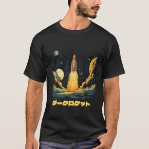 Raket Retro Donker Ruimteschip Steampunk Japanse K T-shirt