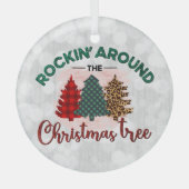 Raket rond de kerstboom glas ornament (Voorkant)