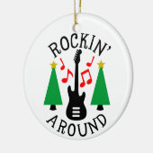 Raket rond de kerstboom keramisch ornament (Links)