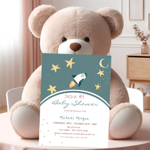 Raket Ruimte Sterren Drive By Baby Shower Uitnodig Kaart
