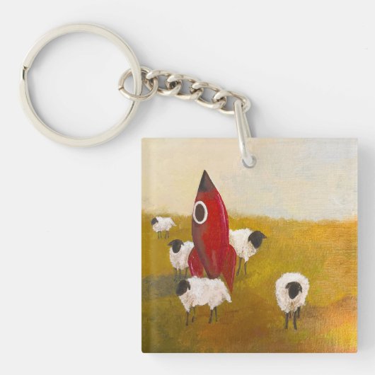 Raket Schaap Sleutelhanger (Voorkant)