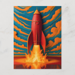 Raket schip: geïnspireerd door 1950s  briefkaart