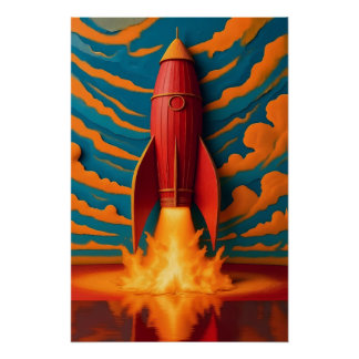 Raket schip: geïnspireerd door 1950s perfect poster