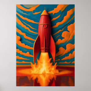Raket schip: geïnspireerd door 1950s  poster