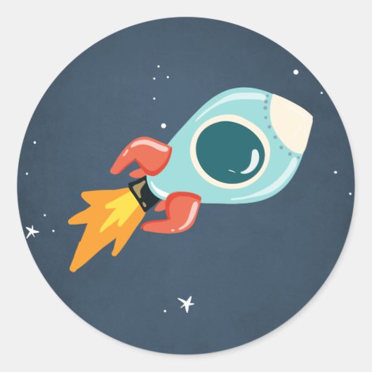 Raket voor buitenruimte-Sticker Ronde Sticker (Voorkant)