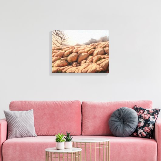 Raketachtig landschap - Verrekte canvas afdrukken (Insitu (Woonkamer))